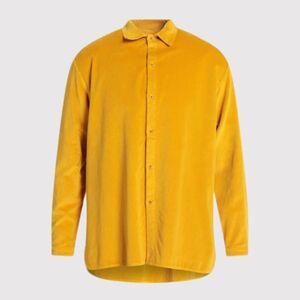 Labo Art Mens Button Up Shirt Yellow Long Sleeve Italian Classic Overshirt XL